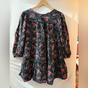 Cat & Jack Girl’s Tiered Floral Dress - Black and Pink Size 10-12, Great Cond